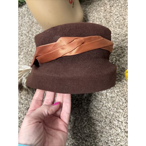 Early 1900’s Gage Brothers & Co Antique Tilt Hat Feathers Satin Velvet - Picture 13 of 16